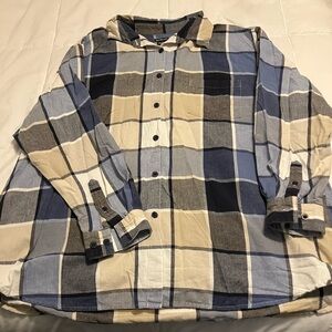 NorthCrest Women’s Plaid Button Up Shirt 3X 22W 24W Cotton